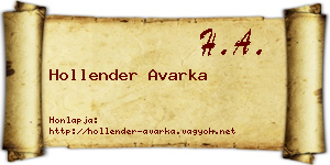 Hollender Avarka névjegykártya